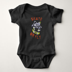 Skate or Fly Skeleton Skateboarder Baby Bodysuit
