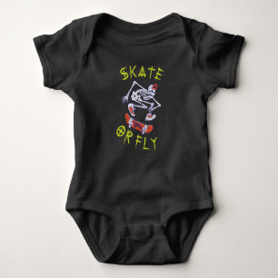 Skate or Fly Skeleton Skateboarder Baby Bodysuit