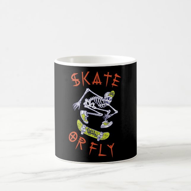 Skate or Fly Skeleton Skateboarder Coffee Mug (Center)