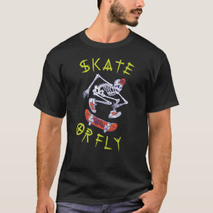 Skate or Fly Skeleton Skateboarder T-Shirt