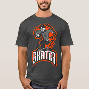 Skate or Perish Skateboarding Skeleton Flames Skat T-Shirt