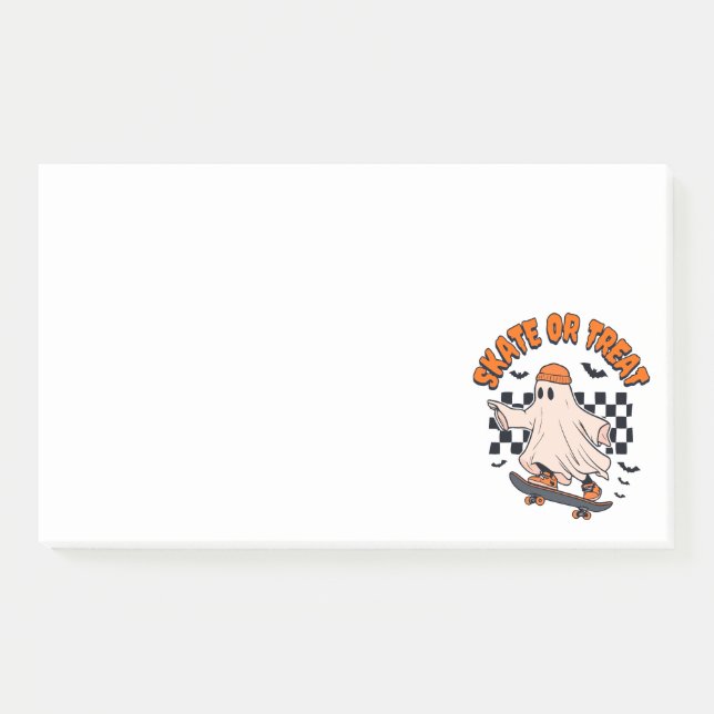 Skate or Treat Ghost Halloween Post-it Notes (Front)