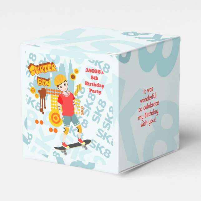 Skate Park Fun Boy Birthday Party Favour Box (Front Side)
