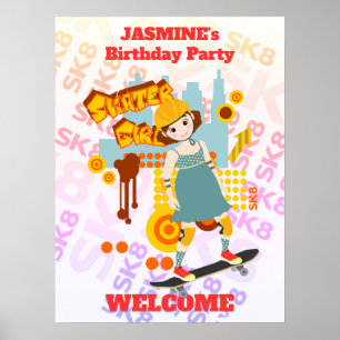 Skate Park Fun Boy Birthday Party Poster