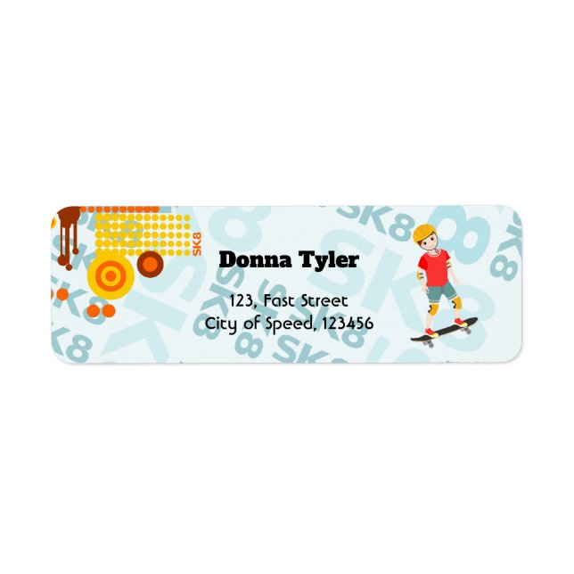 Skate Park Fun Boy Birthday Party Return Address Label (Front)