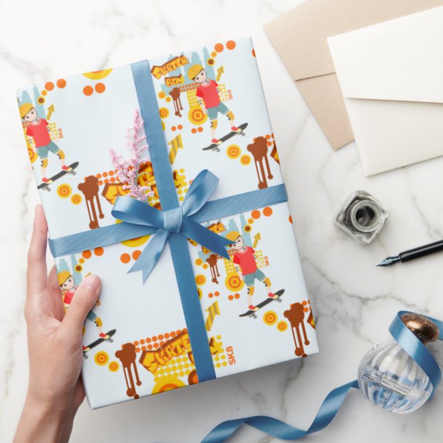 Skate Park Fun Boy Birthday Party Wrapping Paper (Gifting)