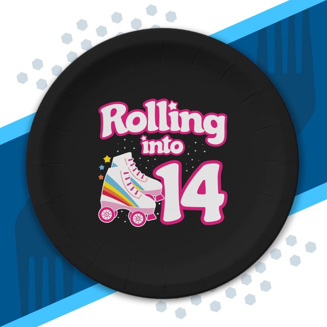 Skate Party - 14th Birthday Party - Roller Skating Paper Plate (Creator Uploaded)