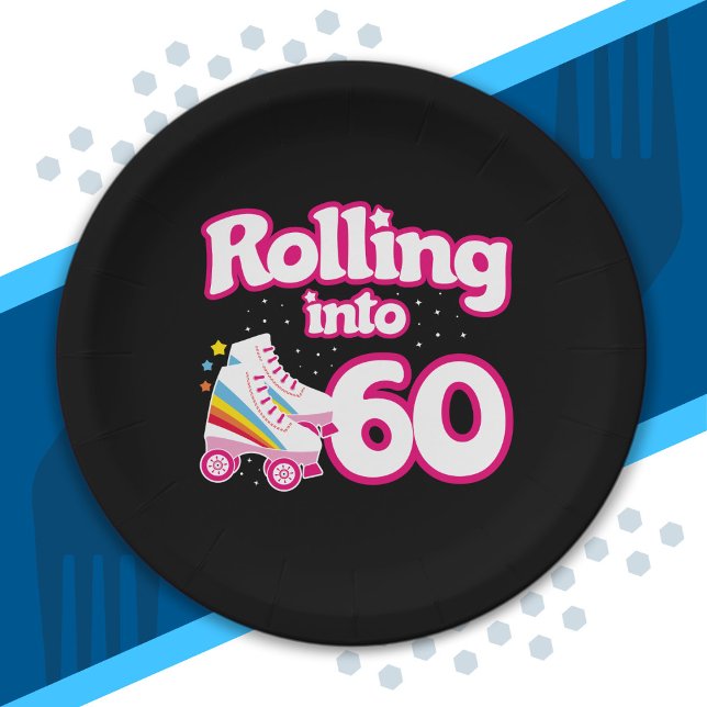 Skate Party - 60th Birthday Party - Roller Skating Paper Plate (Creator Uploaded)