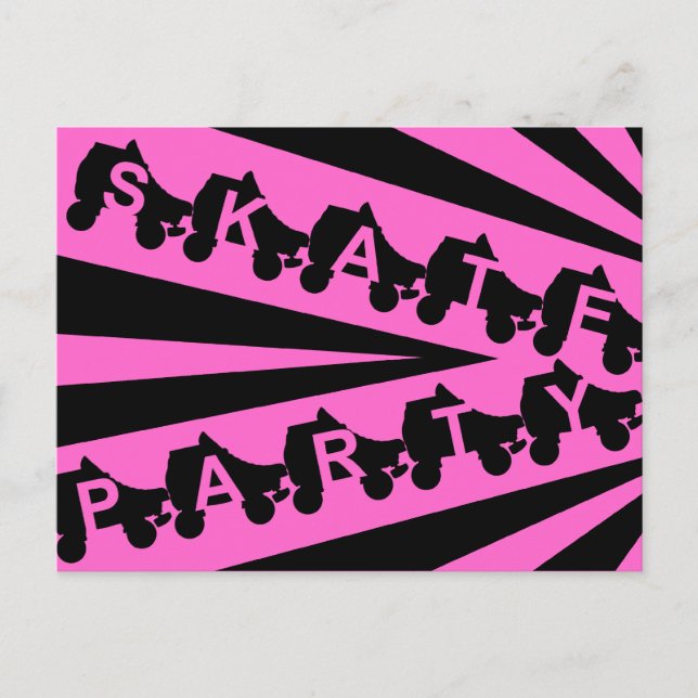 skate party : 80s retro invitation postcard (Front)