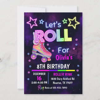 Skate Party Birthday Invitation, Roller Skating Invitation