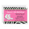 Skate Party Girls Zebra Print Birthday Invitation