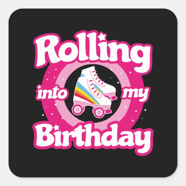 Skate Party - Roller Rink Roller Skating Birthday Square Sticker (Front)