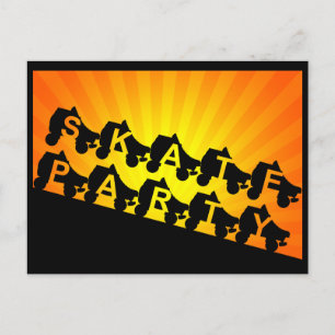 skate party : sunset rays invitation postcard