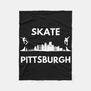 Skate Pittsburgh Pa Skateboarding Fans Pittsburgh Fleece Blanket