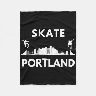 Skate Portland Or Skateboarding Fans Portland Skyl Fleece Blanket