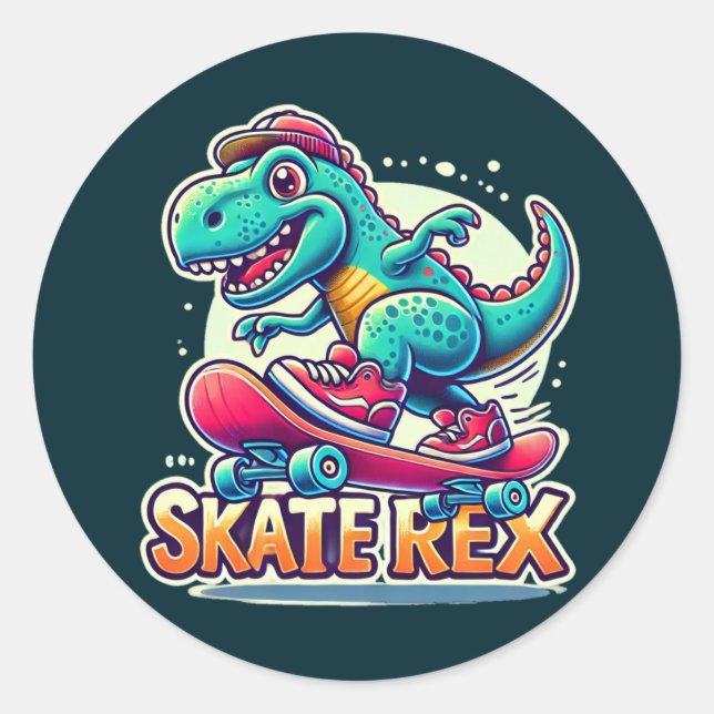 Skate Rex - Cool Dinosaur Sticker (Front)