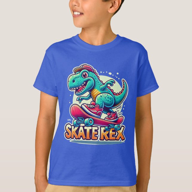 Skate Rex - Cool Dinosaur T-Shirt (Front)