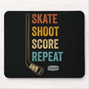 Skate Shoot Score Repeat Bold Hockey Fan Motivatio Mouse Pad
