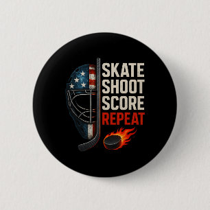Skate Shoot Score Repeat Hockey Jersey Usa Youth M 6 Cm Round Badge