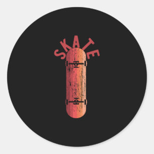 Skate Skateboard Deck Retro Classic Round Sticker