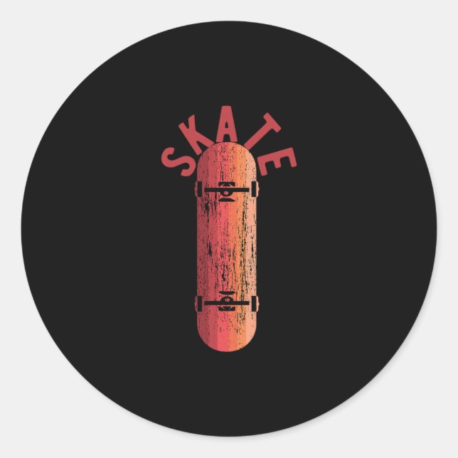 Skate Skateboard Deck Retro  Classic Round Sticker (Front)