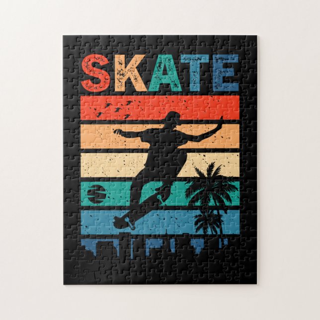 Skate Skateboarder Gift Skateboard Retro Jigsaw Puzzle (Vertical)