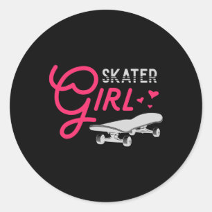 Skate Skateboarder Women Girls Skater Girl Skatebo Classic Round Sticker
