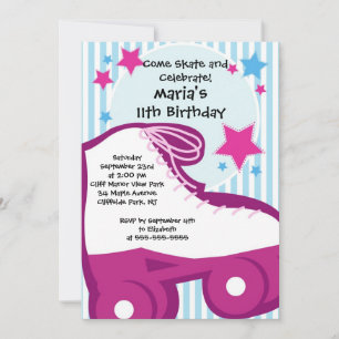Skate Skating Party Birthday Invitations