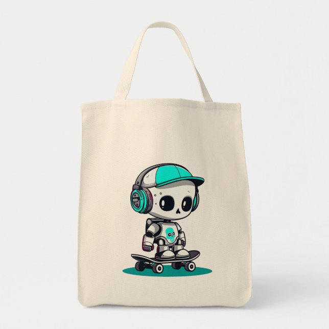 Skate SkullBot Tote Bag (Front)