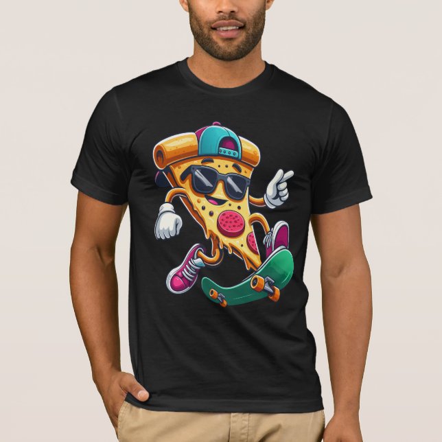 Skate & Slice: The Ultimate Pizza Skater Tee (Front)