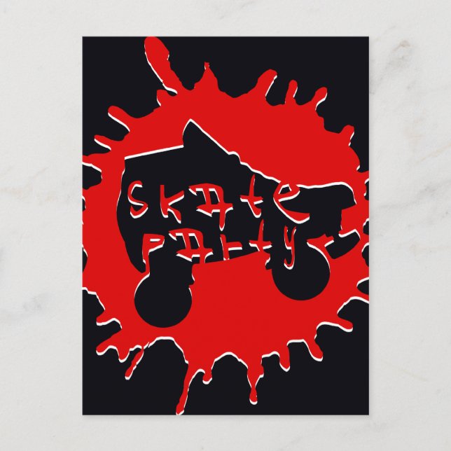 skate splatz party invitation postcard (Front)