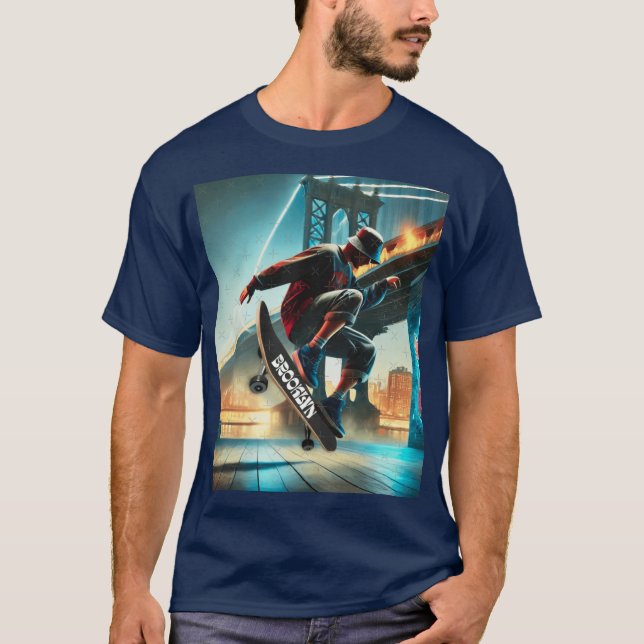 Skate Tricks Under the Brooklyn Bridge NYC Street  T-Shirt (Front)