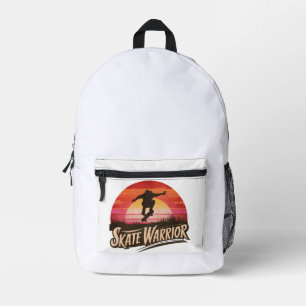 Skate warrior - retro sunset vintage printed backpack