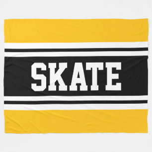 SKATE Wide Bright Red Black White Racing Stripes Fleece Blanket
