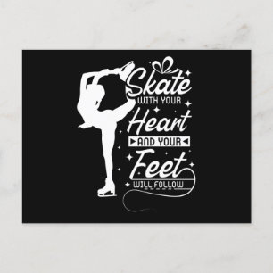 Skate With You Heart, ice skating Postcard