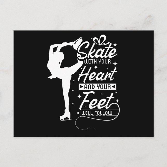 Skate With You Heart, ice skating Postcard (Front)