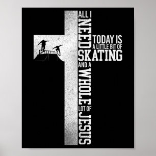 Skateboard A Whole Lot Of Jesus Cross Faith Vintag Poster