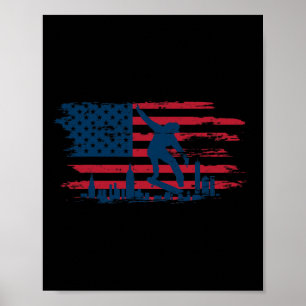 Skateboard American Flag Skate Skateboarding Skate Poster