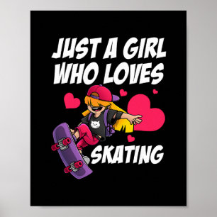 Skateboard Art For Women Girls Skateboarding Skate Poster