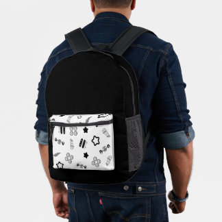 Skateboard Backpack White and Black