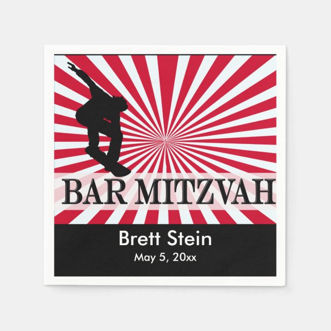 Skateboard Bar Mitzvah theme Napkin (Front)
