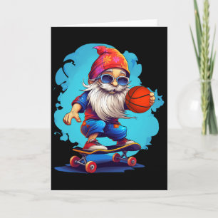 Skateboard Basketball Gnome Family Christmas Pajam Card