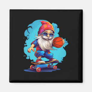 Skateboard Basketball Gnome Family Christmas Pajam Magnet