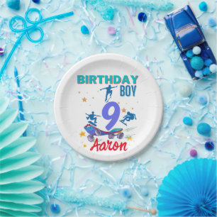 Skateboard Birthday Boy Party Colorful  Paper Plate