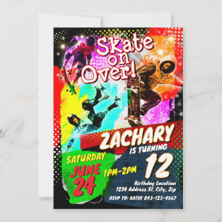 Skateboard birthday invitation