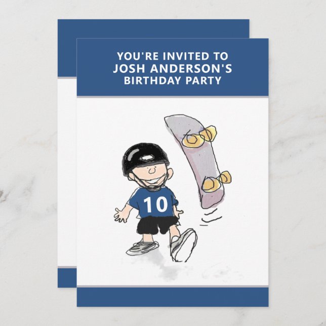 Skateboard Birthday Invitations (Front/Back)