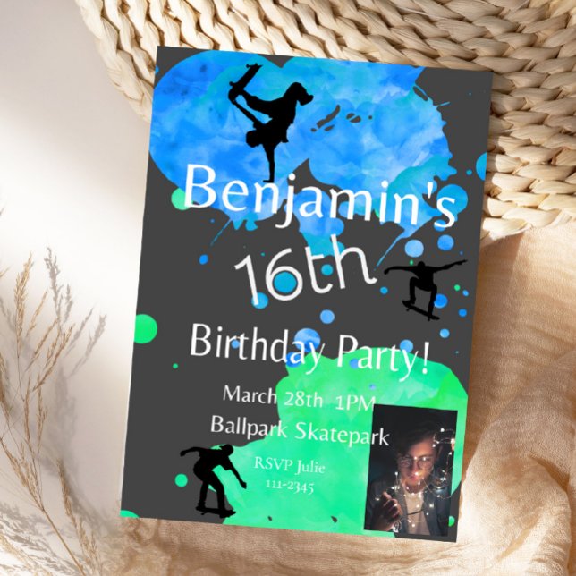 Skateboard Birthday  Photo Invitation,  Invitation (Creator Uploaded)