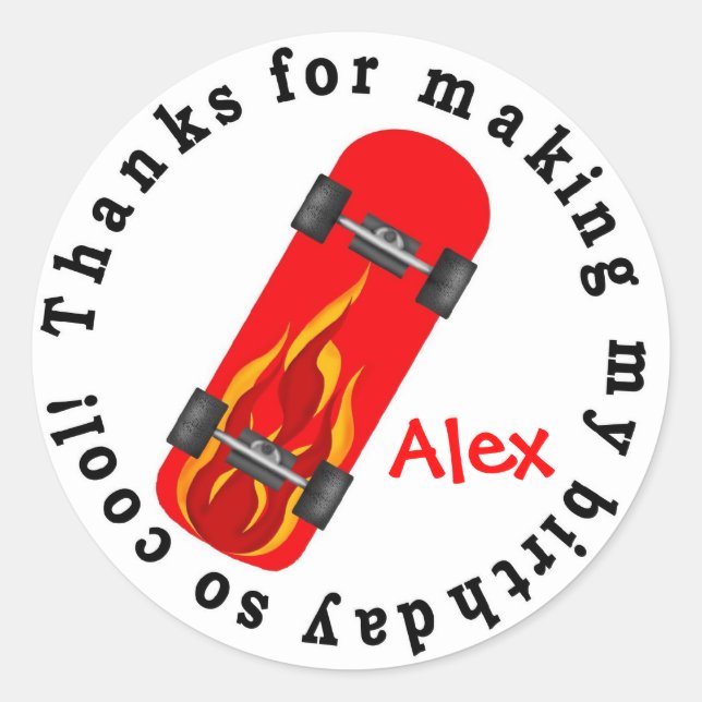 Skateboard Birthday Stickers (Front)