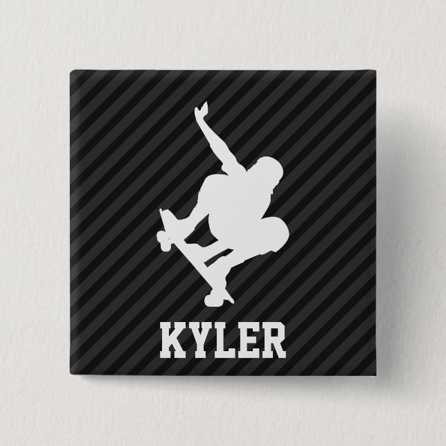 Skateboard; Black & Dark Grey Stripes 15 Cm Square Badge (Front)