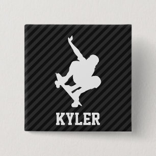 Skateboard; Black & Dark Grey Stripes 15 Cm Square Badge